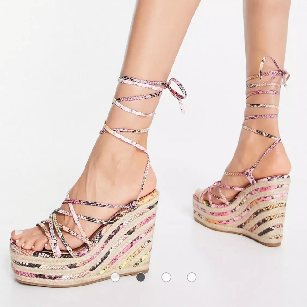 NWOT ASOS thalia strappy wedge espadrille sandals Multi Color